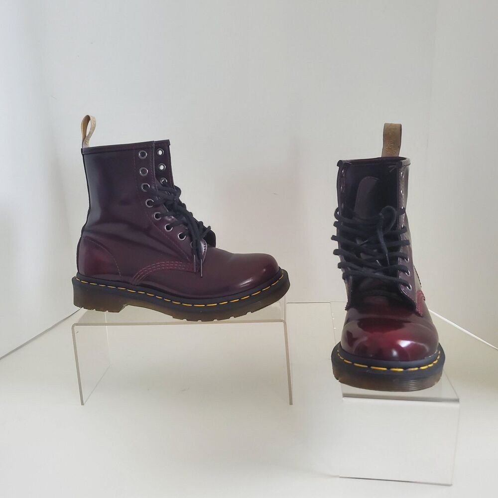 Dr Martens 1460 Vegan Boots Women's US 6 EU 37 Cherry Red Burgundy Gloss Classic